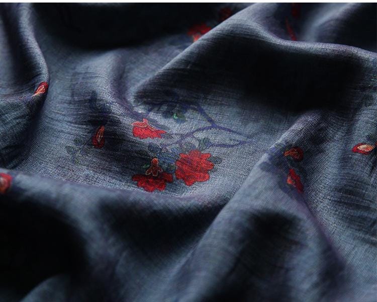 Floral Tencel Ramie Fabric: Sewing Material for Dress, Kimono, Decor - By Meter