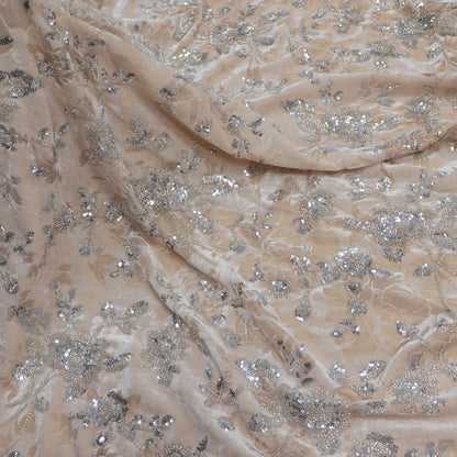 Tissu jacquard en velours brodé : matériau pour robe de bal de 140 cm de large