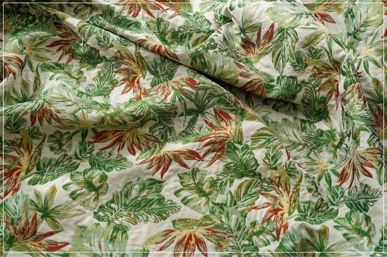 Green Forest Jacquard Fabric: Rayon Polyester Blend, 59" Wide