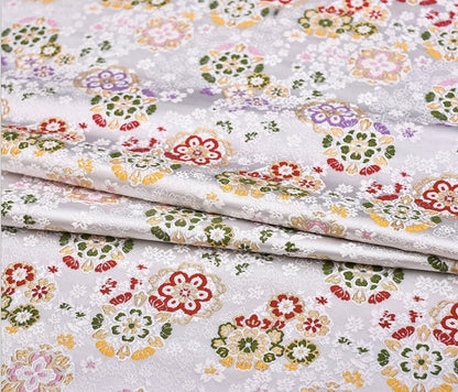 Cherry Blossom Silk Brocade Fabric: Japanese Kimono Sewing Material