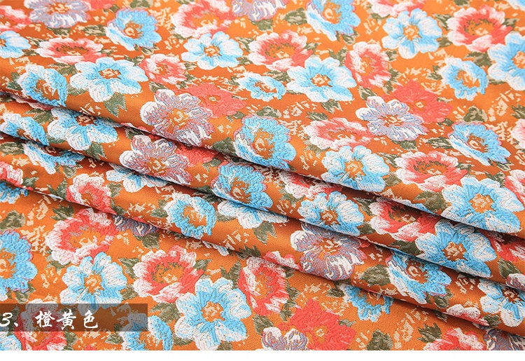 Floral Brocade Jacquard Fabric: 35"W Rayon Dress Fabric