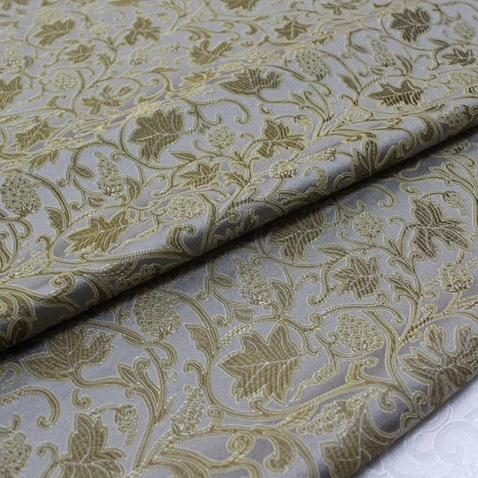 Gray Grape Brocade Fabric: Silk Rayon Blend, 29.5" Wide