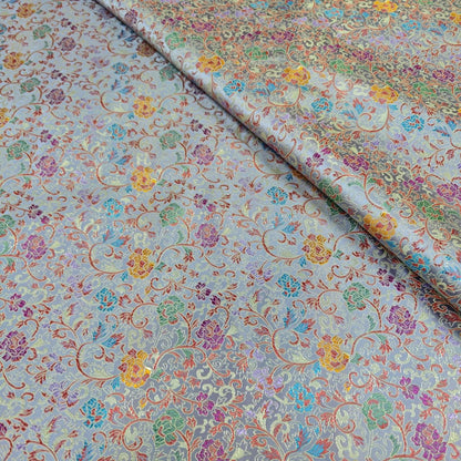Tissu brocart jacquard à motifs floraux : mélange de soie et de rayonne, style Tang chinois