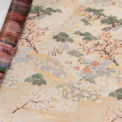 Nishijin Weaving Fabric: Pine, Cypress & Plum Blossom - 59"W Silk Rayon Blend