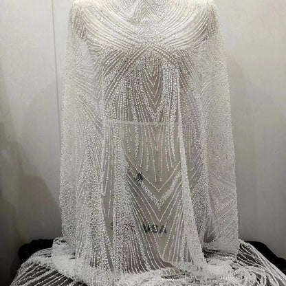 Beaded Sequin Lace Fabric: Bridal Wedding Veil, Gown Accessory