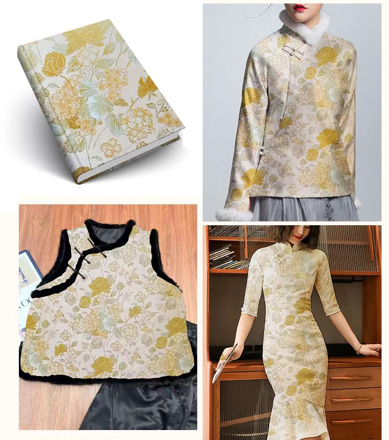 Tissu jacquard brocart lotus Song ��� Artisanat, patchwork, matelassage, sacs et plus encore
