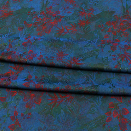 Blue Floral River Print Fabric, Viscose Nylon Blend, 59" Wide