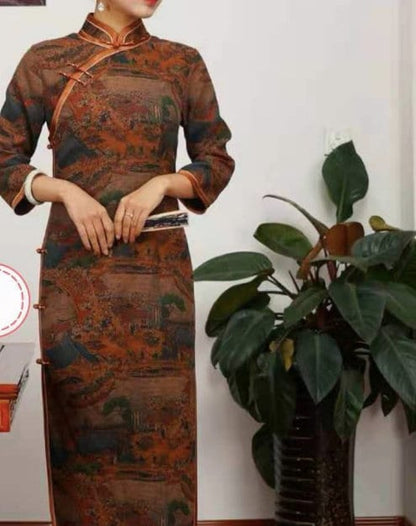 River on the Qingming Festival Fabric: 58" Gambiered Canton Gauze Satin