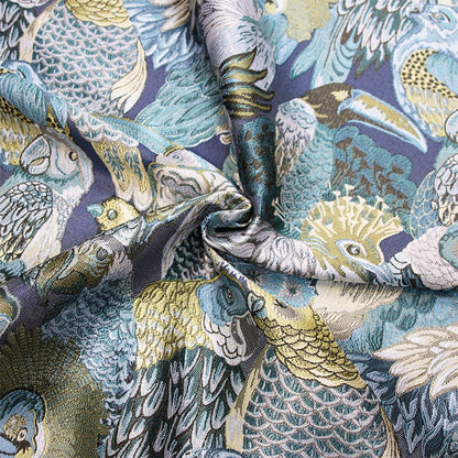 Tissu jacquard perroquet : tissu d’ameublement et de couture de créateur, 145 cm de large