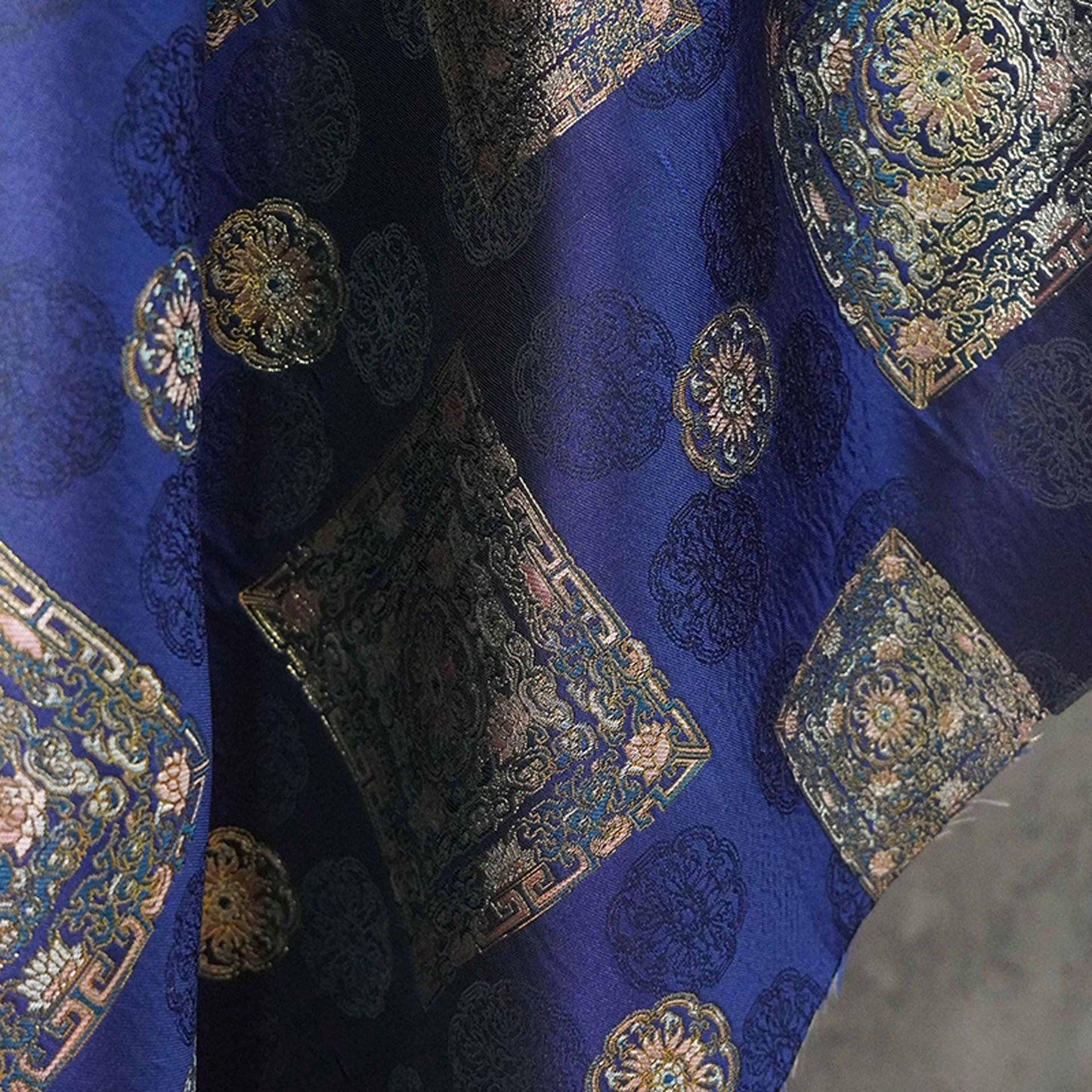 Song Brocade Fabric: 63"W Silk Rayon Blend, Tibetan Style
