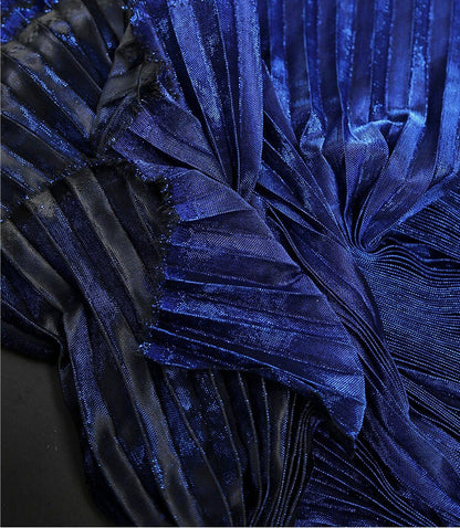 Pleated Striped Satin Fabric, Crinkled Mesh Drape, 57"W, Sewing by the Meter