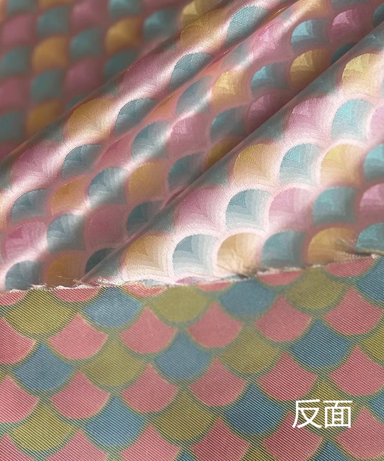 Layered Leaf Brocade Rayon Fabric: Antique Cheongsam Hanfu Style