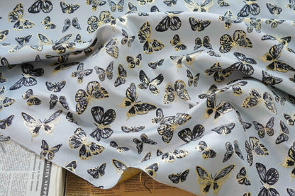 Gold Thread Butterfly Jacquard Fabric: 59" Wide, Upholstery & Drapery By Meter