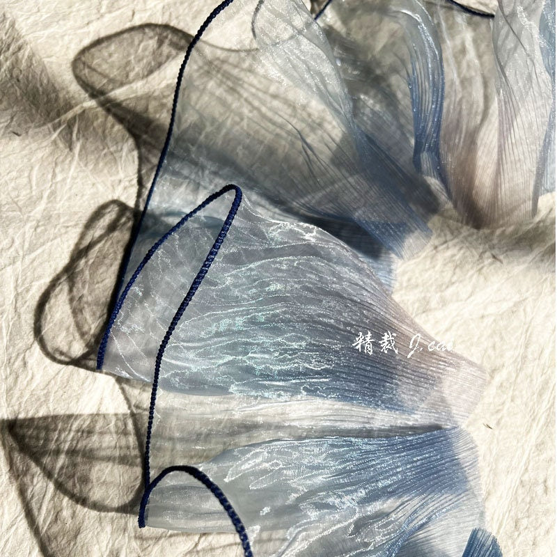 Two-Toned Ruffle Organza Fabric: 3D Folds, 15cm Wide