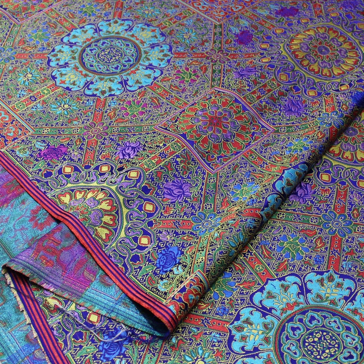 Floral Jacquard Brocade Fabric: Chinese Mongolian Style (29.5" Wide)