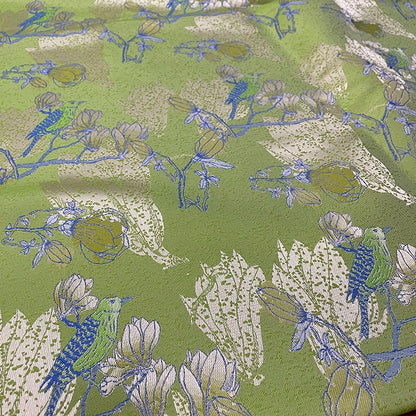 Bird & Flower Jacquard Damask Fabric: 3D Texture Upholstery, Costume, Decor - 56"W