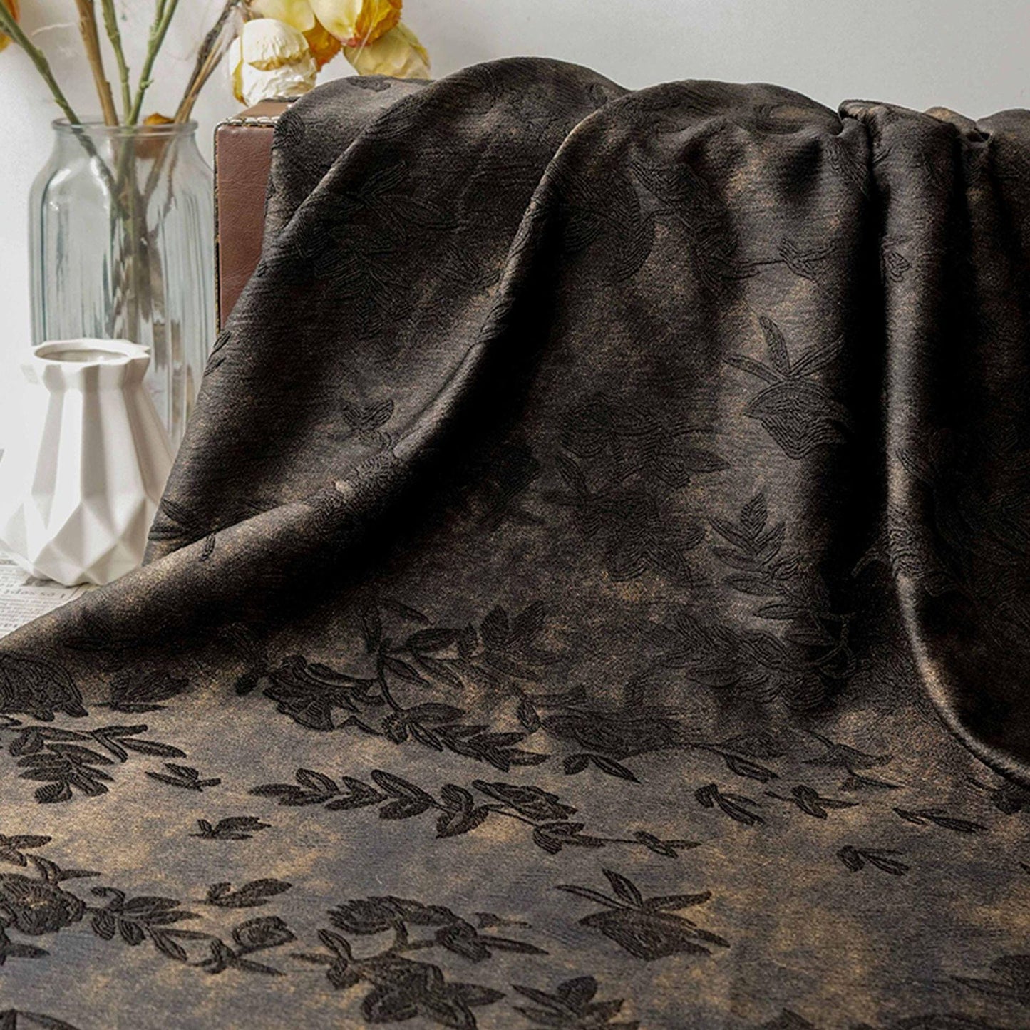 Embossed Floral Jacquard Brocade Fabric | Vintage Damask, 63"W