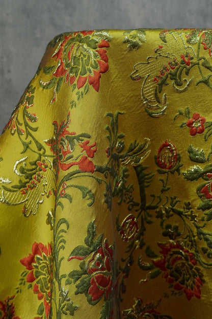 Baroque Floral Jacquard Brocade Fabric: European Palace Style, 57"