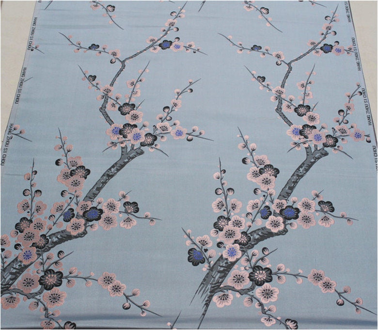 Plum Blossom Brocade Fabric: Chinese Jacquard Silk Rayon Blend (29.5" Wide)