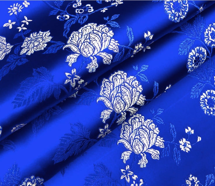 Tissu brocart damassé à motif pivoine : 114 cm de large, rayonne, pour patchwork et couture