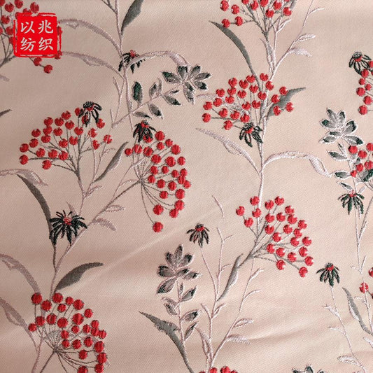 Tissu jacquard à motif floral : polyester tissé 3D style cottagecore, 150 cm de large