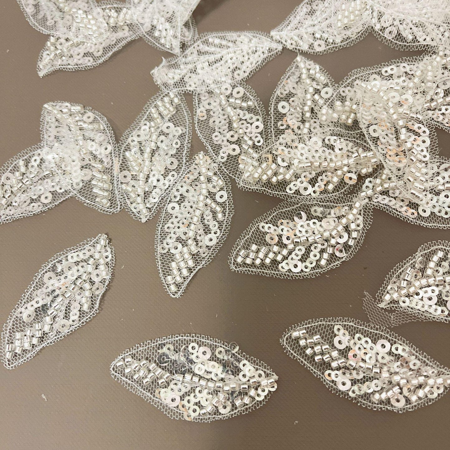 Sequin Leaf Applique: DIY Bridal Headwear, Gown Accessories