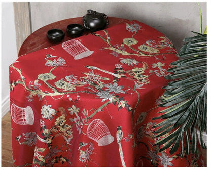 Birdcage Magpie Brocade Fabric: Chinese Silk Rayon Blend (59"W)