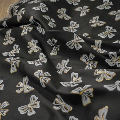 Butterfly Jacquard Fabric: Gold Thread Rayon Blend, 59" Wide By The Meter