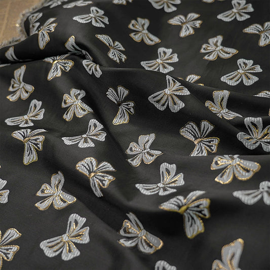 Butterfly Jacquard Fabric: Gold Thread Rayon Blend, 59" Wide By The Meter