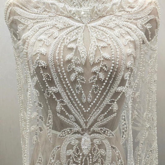 Tissu en dentelle à sequins et perles : voile de mariée, confection de poupées, loisirs créatifs