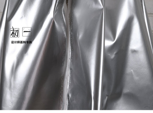 Tissu en cuir PU à effet miroir : matériau métallisé imperméable de créateur