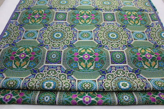 29"W Tibetan Brocade Fabric: Silk Rayon Upholstery