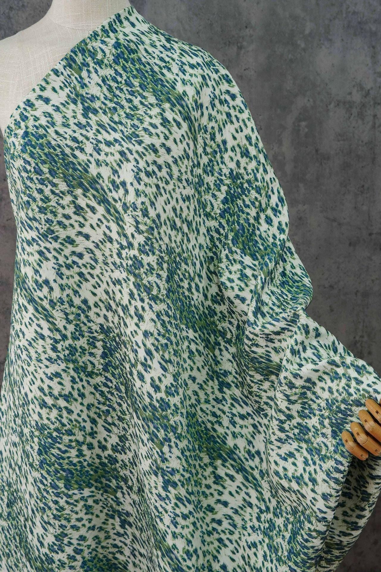 Blue Green Embossed Leopard Jacquard Fabric, Textured Animal Print Upholstery & Sewing Material,