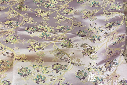 Pink Floral Silk Brocade Fabric: 59" Wide, Wedding Sewing Quilting