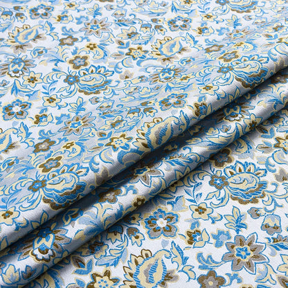 Floral Brocade Fabric: Silk Rayon Blend, Cheongsam Qipao Material (29.5" Wide)