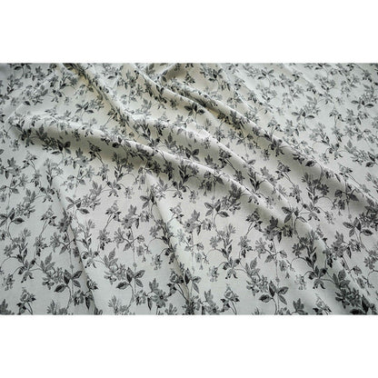 Tissu jacquard à motif floral : tissage gaufré noir et blanc, largeur 109 cm (43 po) - au mètre