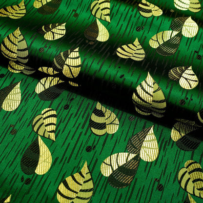 Silk Brocade Fabric: Leaf Flower Design, 45" Wide - By The Meter