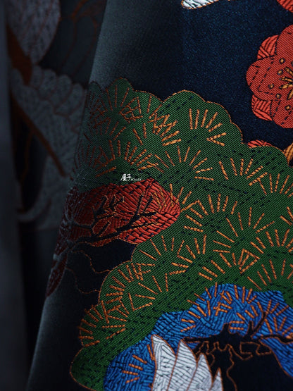 Crane Bird Jacquard Fabric: Designer Sewing Material, 57" Wide