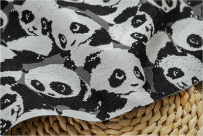 Panda Jacquard Fabric: Black and White Upholstery, Costume, Decor - 59"W