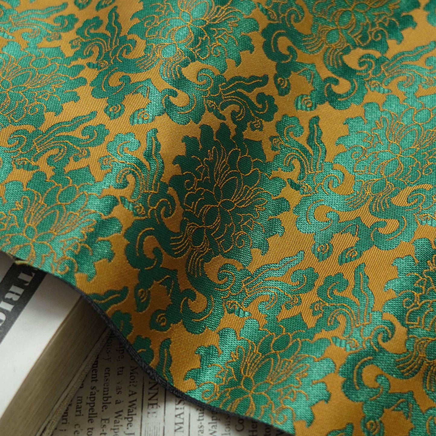 Passionflower Brocade Jacquard Fabric: Rayon Blend for Dressmaking & Crafts