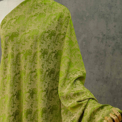 Green Wave Jacquard Fabric: Embossed Upholstery, Costume, & Bedding (59"W)