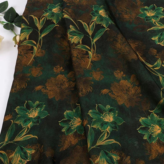 Dahlia Pattern Woven Jacquard Silky Satin Fabric for Sewing, DIY, Costumes, Crafts