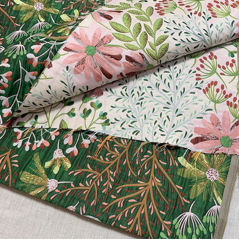 Floral Jacquard Woven Fabric: 3D Embossed Rayon Blend, 55"W