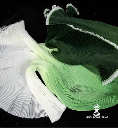 Gradient 3D Pleated Organza Fabric: 55" Wide Designer Material