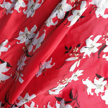 Reversible Jacquard Fabric: 3D Floral Lily Embossed Woven, 55"W