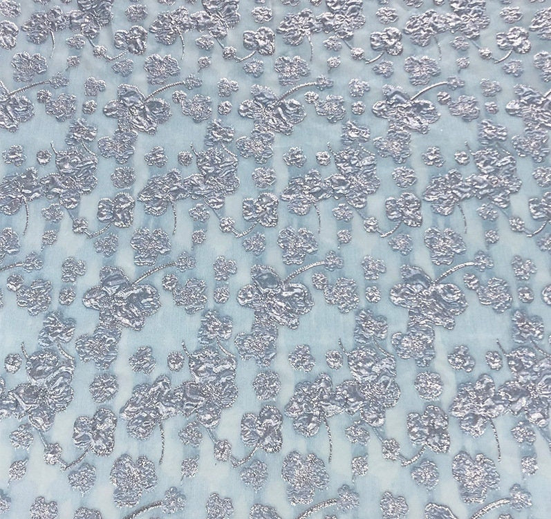 Metallic Floral Jacquard Organza Fabric: 57"W Bronzing Dress Fabric
