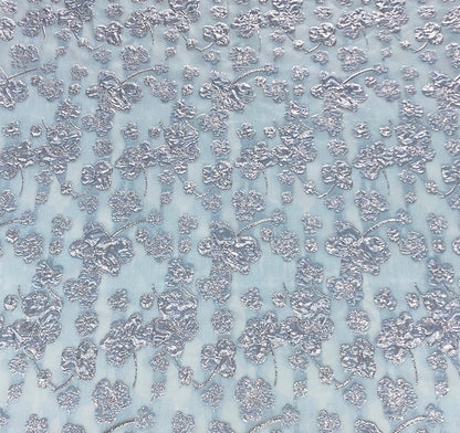 Metallic Floral Jacquard Organza Fabric: 57"W Bronzing Dress Fabric