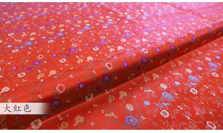 Floral Silk Brocade Fabric: 59"W Rayon Sewing Material