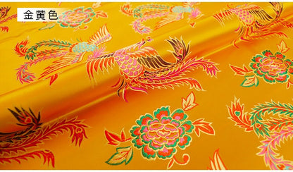 Peacock Damask Fabric: 45"W Chinese Brocade for Cheongsam & Upholstery