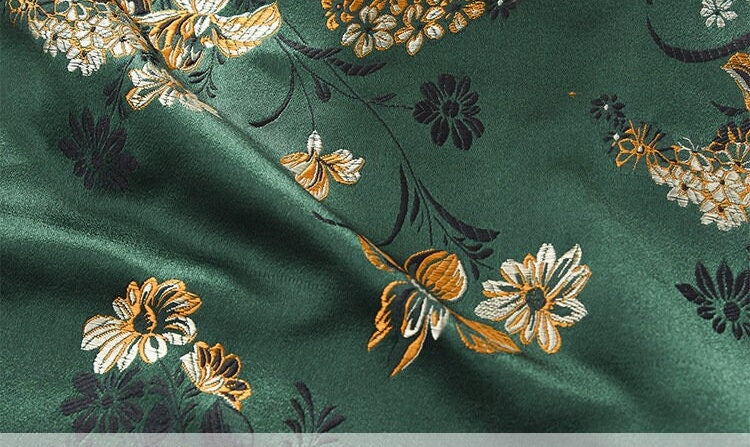 Peony Jacquard Brocade Fabric: Chinese Damask, 59" Wide